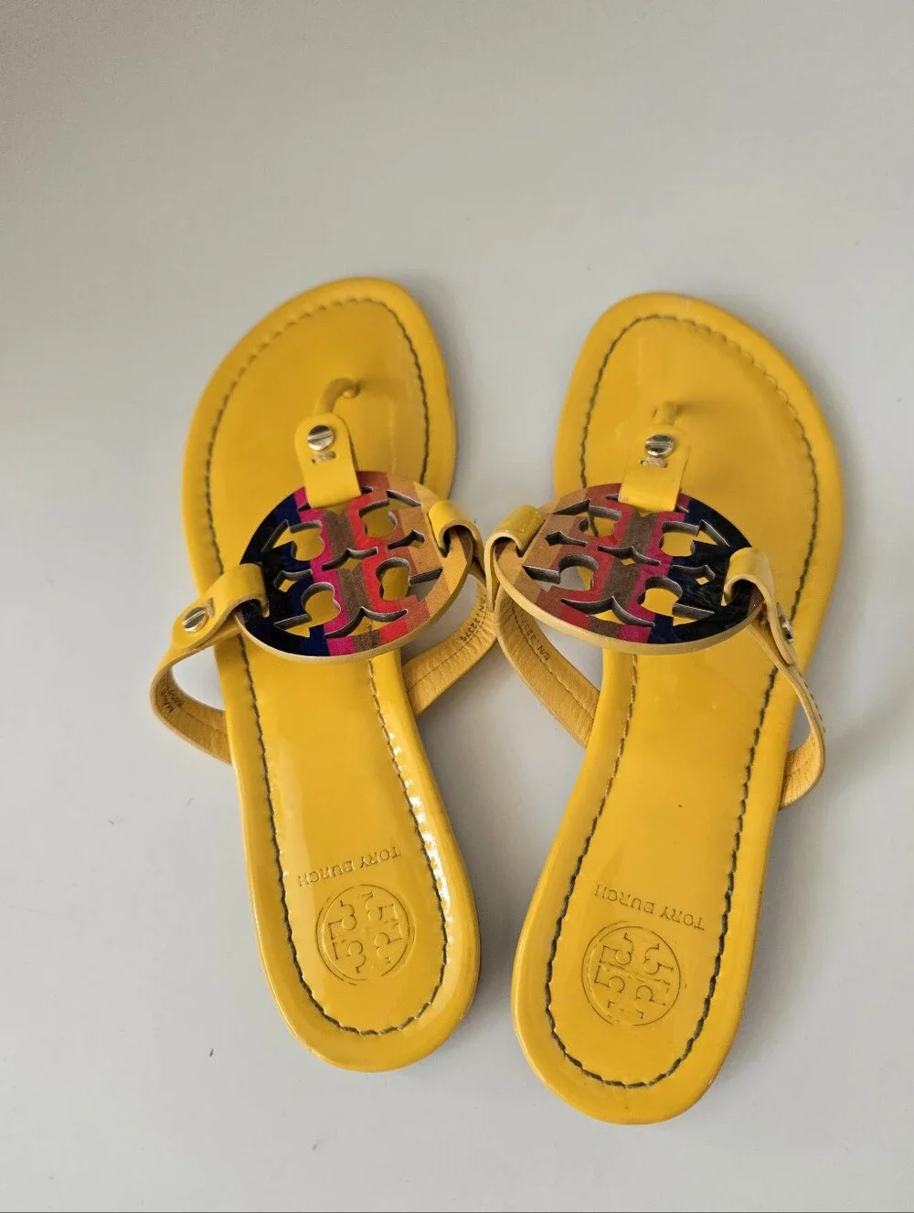 Tory Burch Bright Yellow Patent Miller Sandals